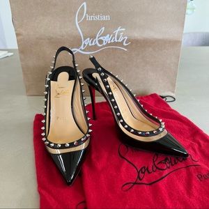 CHRISTIAN LOUBOUTIN Brigadine‎ Heels, Black Patent with Spikes Studs, 36 / US 6